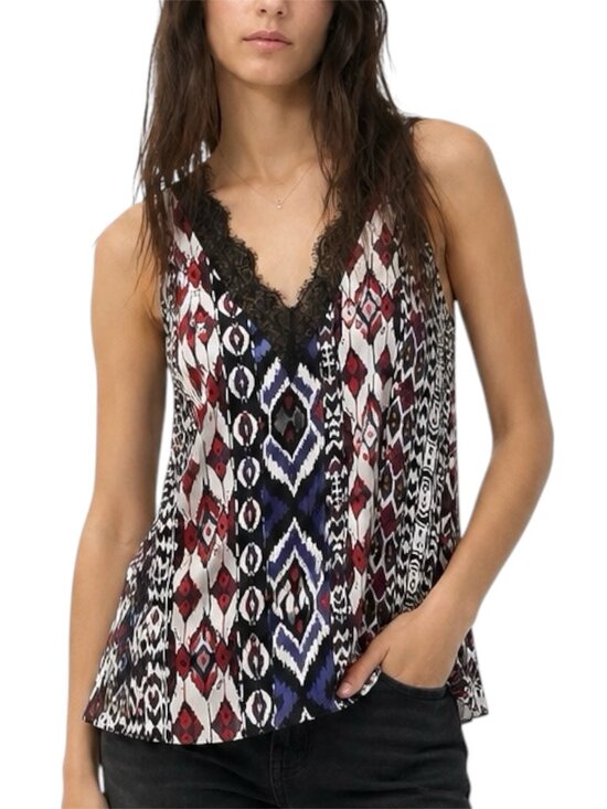 entro Tops - Size S Entro Black Lace Trim Aztec Print Flowy Tank Blouse